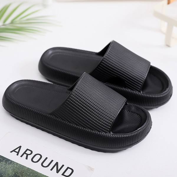 Lätta tofflor Comfort Casual tofflor med öppen tå plattform strandsandaler Black 34-35