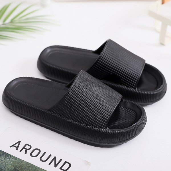 Lette tøfler Comfort Casual tøfler Strandsandaler med åpen tå plattform Black 34-35