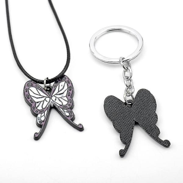 4 st Demon Slayer metall nyckelringar hängande läder sträng halsband