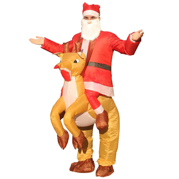 Jultomte Uppblåsbar Dräkt Julparty Prestanda Dräkt Dock Ridande Jultomte Kläder Rekvisita