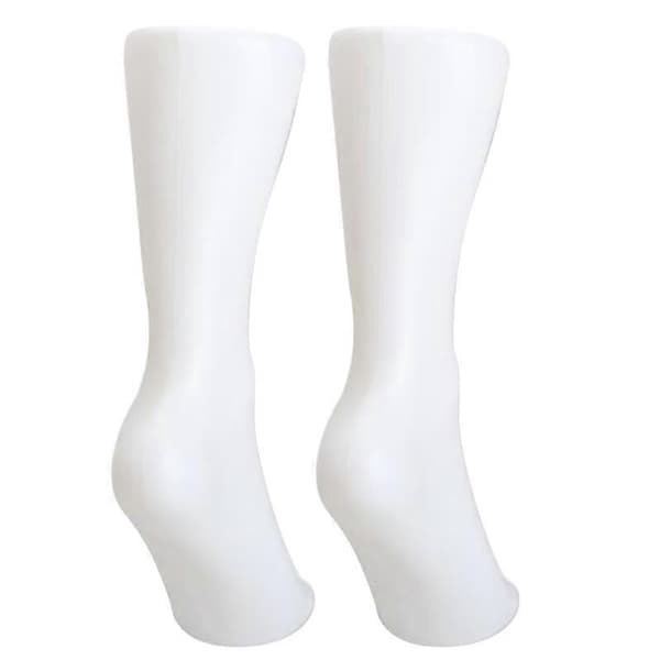 2 ST Kvinnlig Fotstrumpa Socka Display Form Kort Strumpa Skyltdocka Vit
