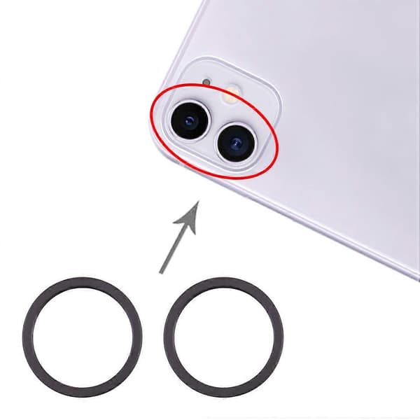 (Ny) 2 st bakre kamera glaslins metallskyddsring för iPhone 11 Black