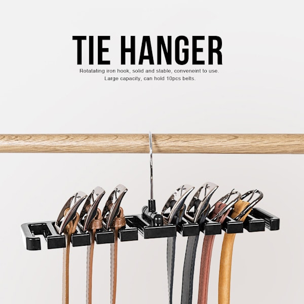 Alsidig Roterende Slipsholder - Sort Organizer til Slips, Bælter og Tilbehør Opbevaring