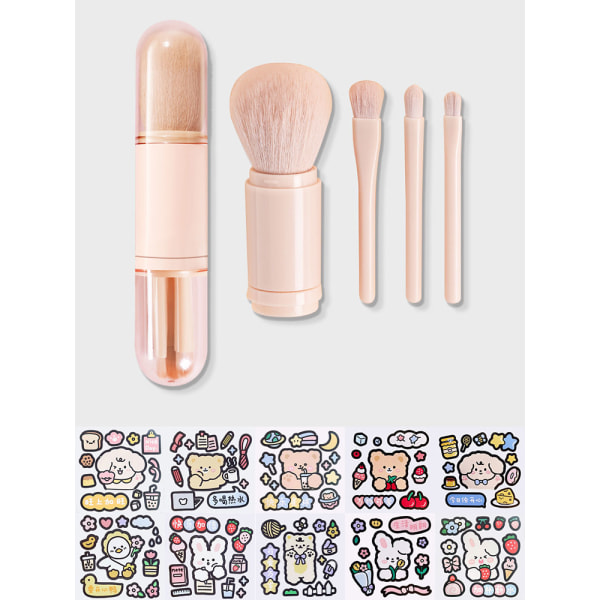 Tecknad infällbar 4 i 1 reseportabel set pink