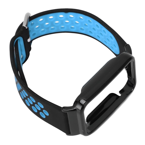 Pustende Silikon Klokkereim med Beskyttende Støtfangerdeksel Tilbehør Kompatibelt med Mi Band 7 Pro (Svart)