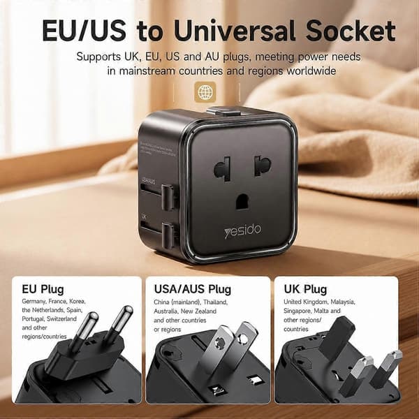 (Ny) Yesido MC46 Bärbar Universal Reseadapter Black