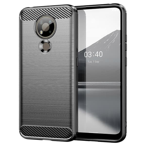 (Ny) För Nokia 3.4 Borstad Textur Kolfiber TPU Mobilskal Blue