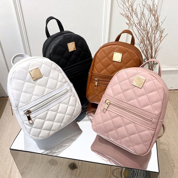 PU Læder Skulder Mini Lille Rygsæk Multi-Function Sort