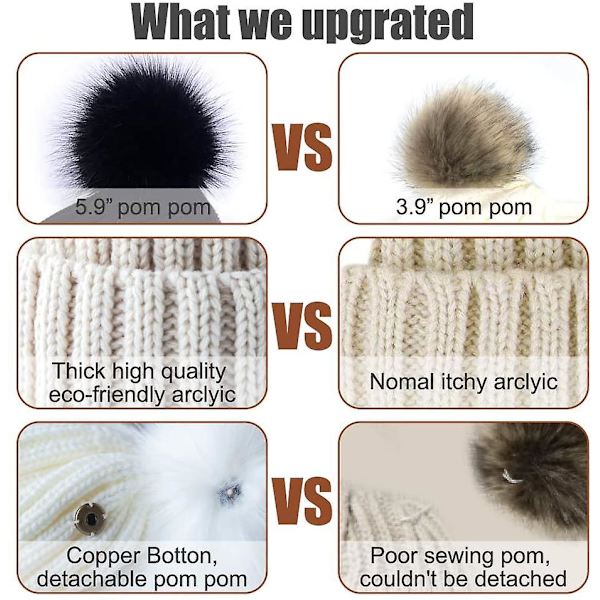 Dammössa i fleecefodrad Bobble-hatt
