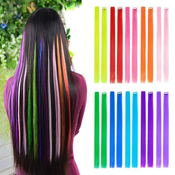 Klipsløkker / Hair extensions - 24 farger 4. Vinröd