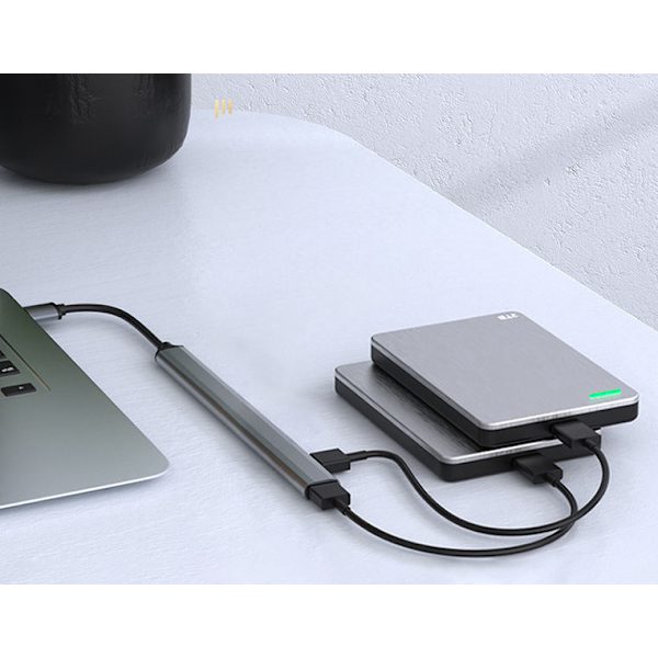 USB/USB-C Hub med 1 USB3.0 + 6 USB2.0 Silver