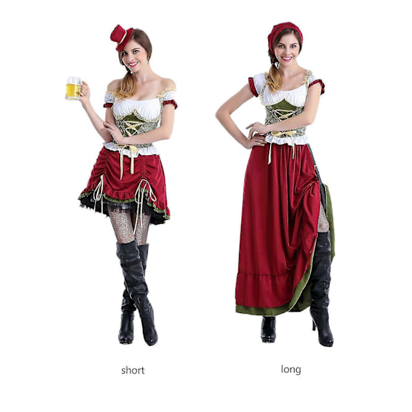 Oktoberfestdräkter för kvinnor, Halloween karneval bayersk temafestklänning M