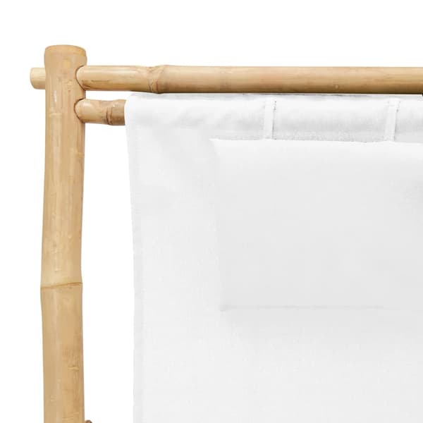 【YD】vidaXL Solstol bambu och kanvas gräddvit Vit 8500