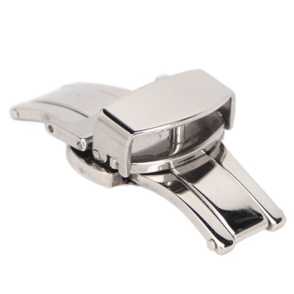 Högglanspolerat silverfärgat spänne i rostfritt stål för klockarmband - Ergonomiskt klockspänne som reservdel för urmakare (16mm)