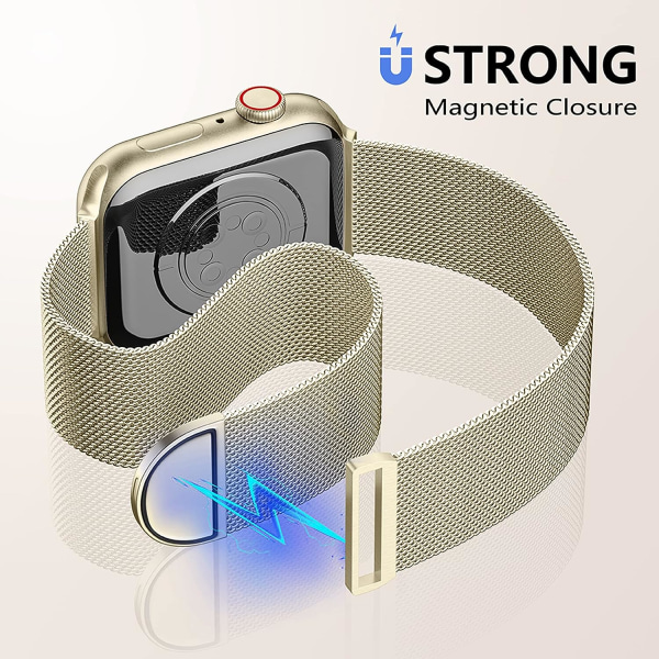 Metallbånd som er kompatibelt med Apple Watch-bånd 40 mm 38 mm 41 mm Champagne Gold 42/44/45/49mm