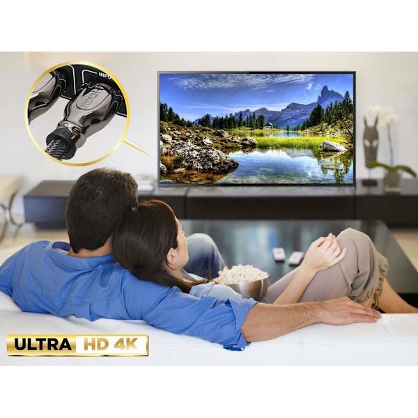 HDMI-kaapeli - Ultra HD 4K/3D/HDMI 2.0 - Suuri nopeus - 2 m