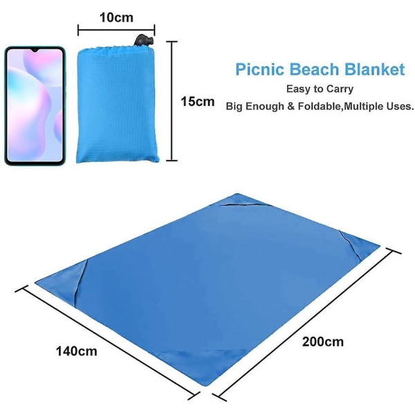 Outdoor Compact Beach Blanket Pocket Filt 200x140cm