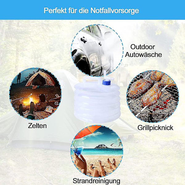 Hopfällbar campingvattenbehållare, vattenbehållare med kran