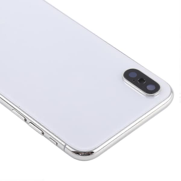 (Ny) Batteribaksida med sidoknappar & trådlös laddningsmodul & volymknappsflexkabel & kortfack för iPhone X White