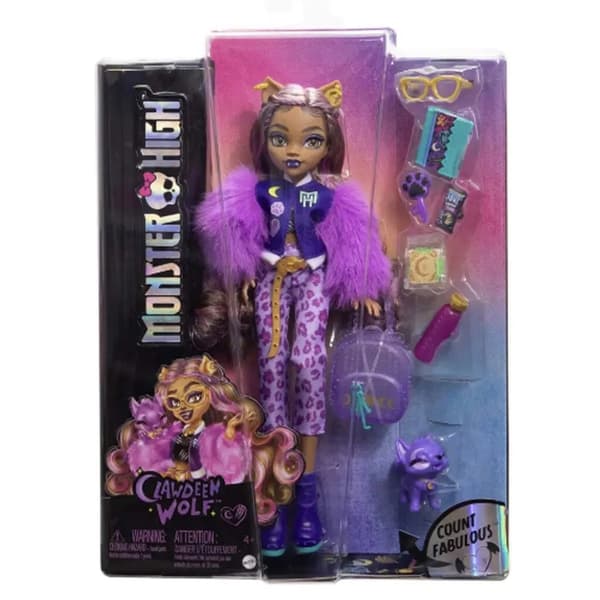 【YD】Monster High Clawdeen Wolf Dukke med kæledyr Multicolor multifärg