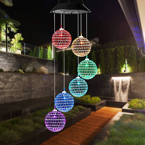 Solar Wind Chime Mobil hængende LED-lys Farveskiftende Wind Chime Fødselsdagsgave til mor Mor L
