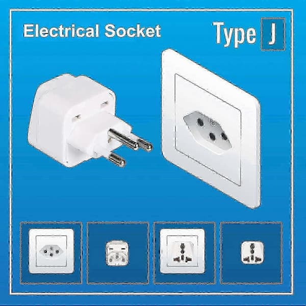 Schweiz Typ J Pluggadapter 3-pack Universal Reseanvändning White