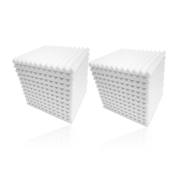 24ST 30*30*2,5 cm Ljudisolering Akustisk Wedge Studio Absorption White 24pcs