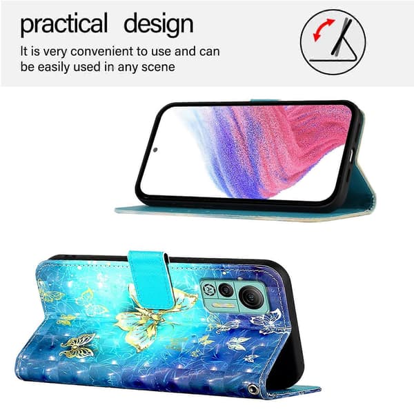 3D-målad horisontell flip-läderfodral för Ulefone Note 14 Golden Butterfly