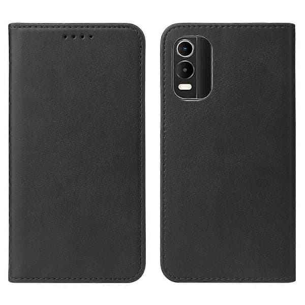 (Nytt) Telefonfodral i läder med magnetlås Black For Nokia C21 Plus