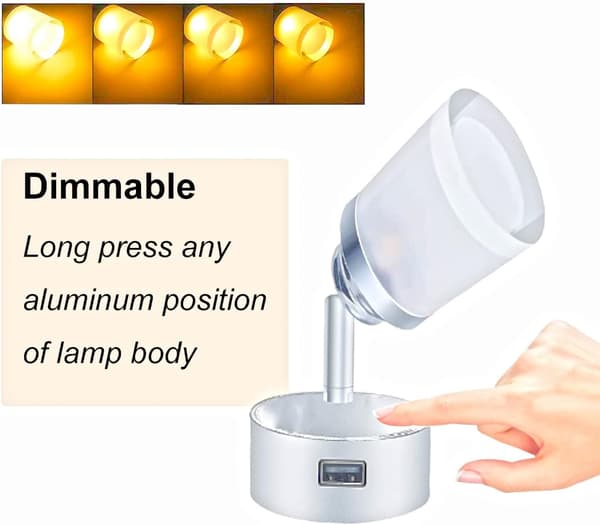 【YD】12V LED Reading Light with USB, 3W Touch Switch Wall Spotlight, Caravan Interior Dimmable Bedside Lamp for Boat RV 12V LED Reading Light with USB