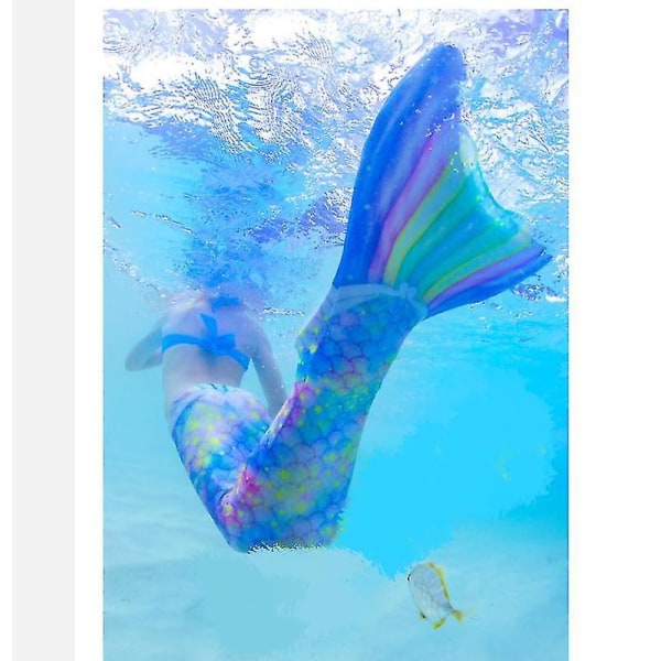 Voksen forstærket havfruehale til svømning, Monofin inkluderet blue L
