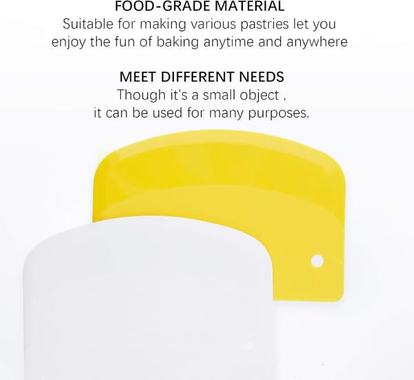2 stk 13,5x9cm Deigskrape Plast Bakverk Kutter Bolleskrape Deig Brødkutter til Kakedekorasjon Baking (Gul, Hvit)