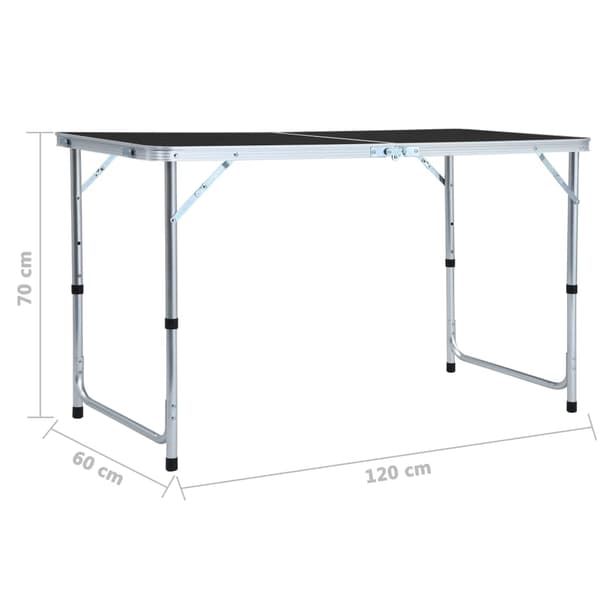 【YD】vidaXL Sammenleggbart campingbord grå aluminium 120x60 cm Grey grå