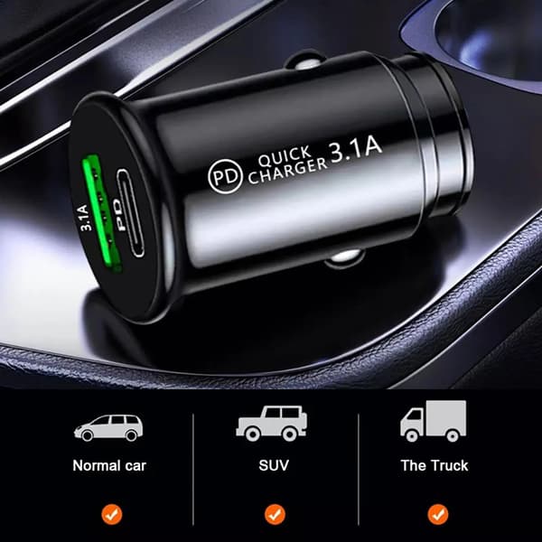 QC3.0 PD Bil USB-lader QC Hurtiglading 2 Port USB 12-24V Bil Sigarettuttak Lighter For Biladapter For iPhone
