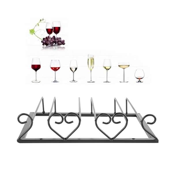 Hjerteformet Jern Vin Glas Holder Stativ - 3-Slots Display Hylde Organizer & Dekorativ Opbevaringsløsning