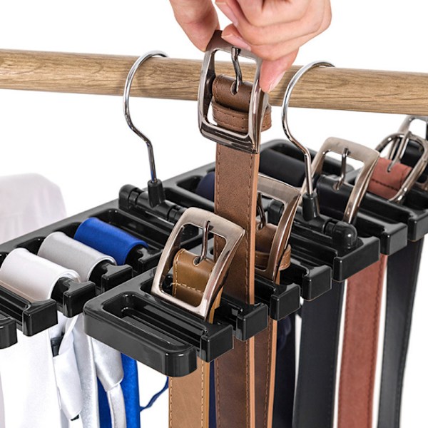 Alsidig Roterende Slipsholder - Sort Organizer til Slips, Bælter og Tilbehør Opbevaring