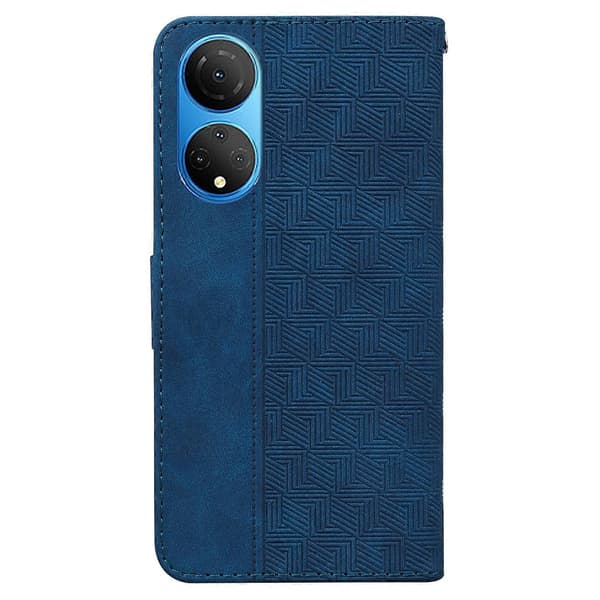 Til Honor X7 Geometrisk præget lædertelefoncover Blue