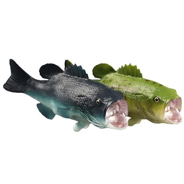 2 stk. basfiskmodel, stor mund basmodel, falsk fisk, simuleret dyrefiskmodel