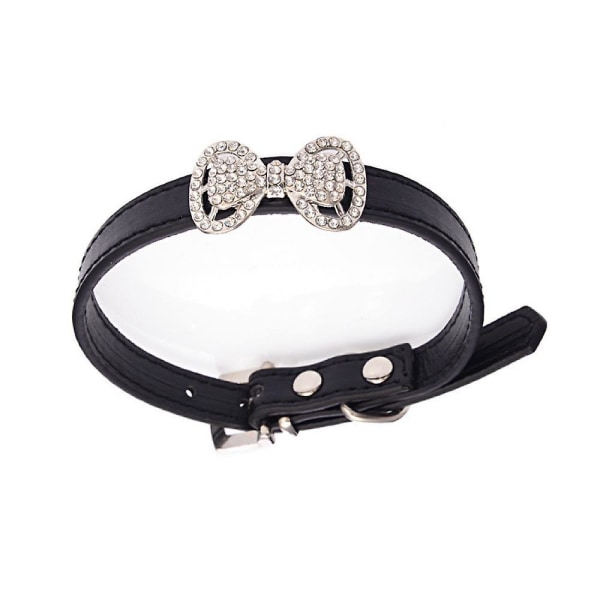 ShxxLeather Bling Rhinestone Pet Cat Hund Halsband halsband smycken Black