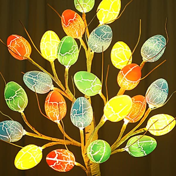 【YD】Easter Egg Tree, 59.8 cm LED Centerpiece with Lights, Battery/USB Powered Tabletop Decoration for Spring Home