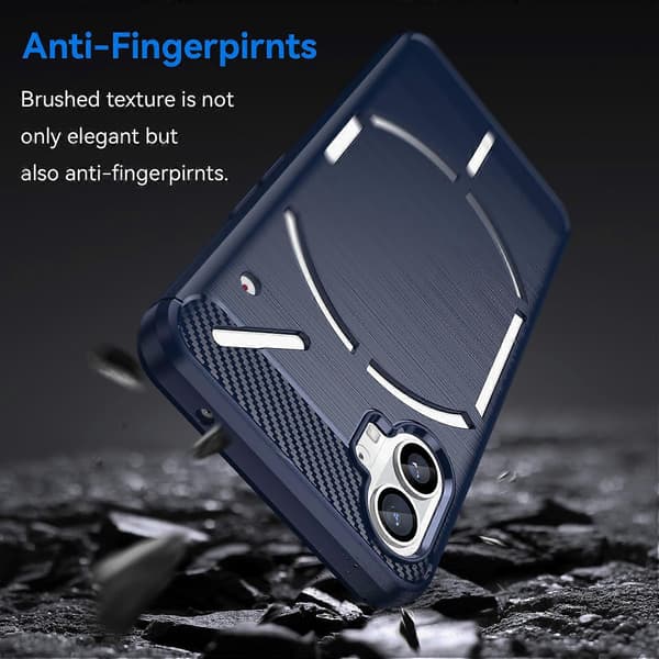 För Nothing Phone 1 Borstad Textur Kolfiber TPU Telefonfodral Blue