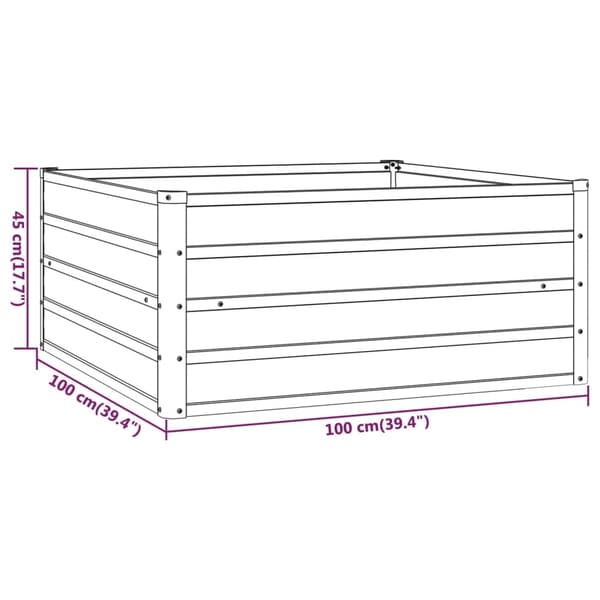 【YD】vidaXL Højbed rustent 100x100x45 cm rustfrit stål Brun 6140