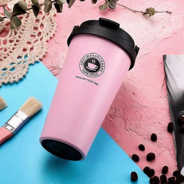 Wekity dubbellager stor kapacitet bilmugg semesterpresent rostfritt stål sugrörsmugg, 500ml