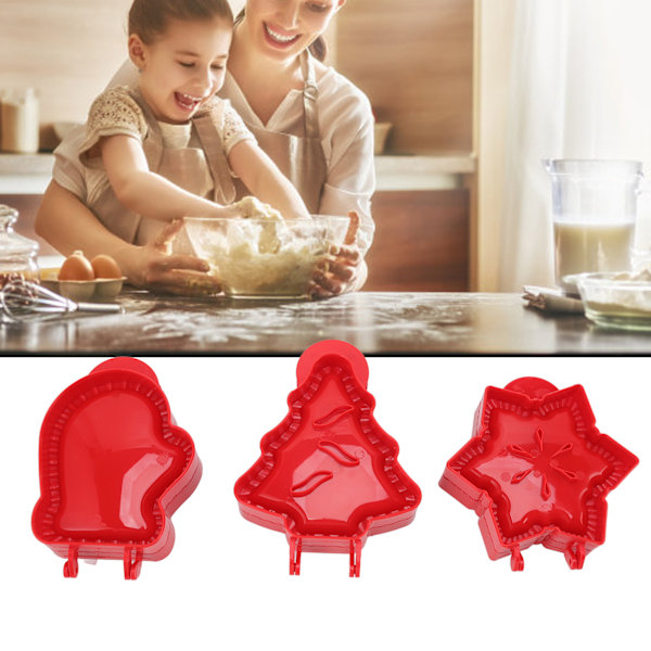 3-delad Mini Hand Pie Form Set - Julgran, Stjärna och Handske Former för Festlig Bakning - Perfekt för Julpaj och Godis