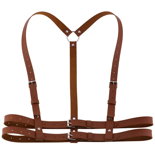 Läder Body Sele Rem Bälten Smycken Gothic Accessoarer Light Brown