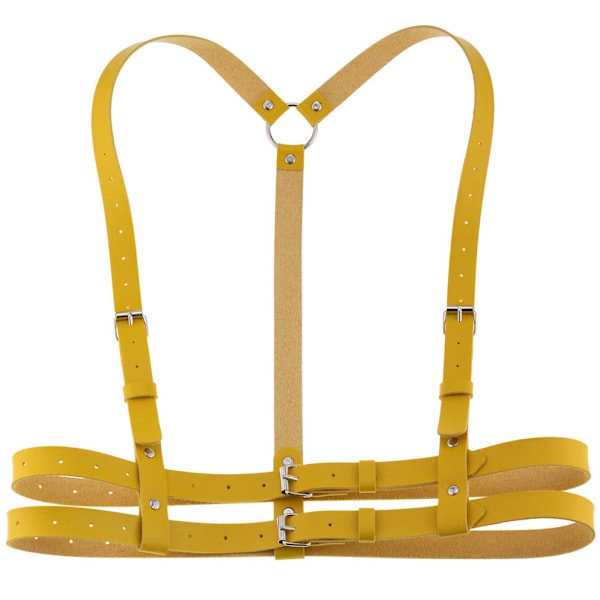 Läder Body Sele Rem Bälten Smycken Gothic Accessoarer Yellow