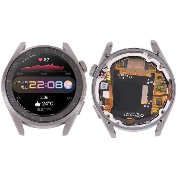 KOMPATIBEL LCD-skärm och digitizer komplett montering med ram för Huawei Watch 3 Pro (silver) Silver
