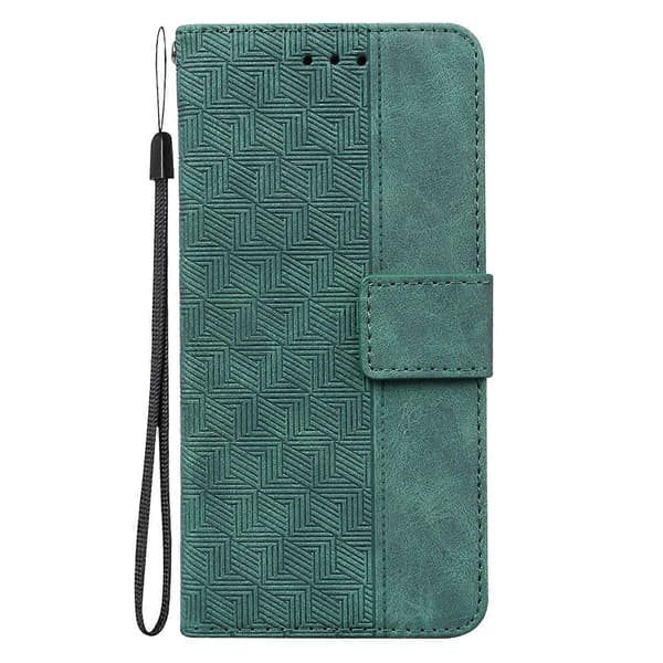 Til Honor X7 Geometrisk præget lædertelefoncover Green