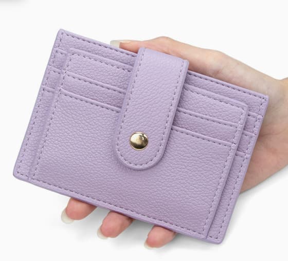 【YD】RFID Blocking Ultra-thin Leather Wallet, Simple Small Wallet (Black) Purple