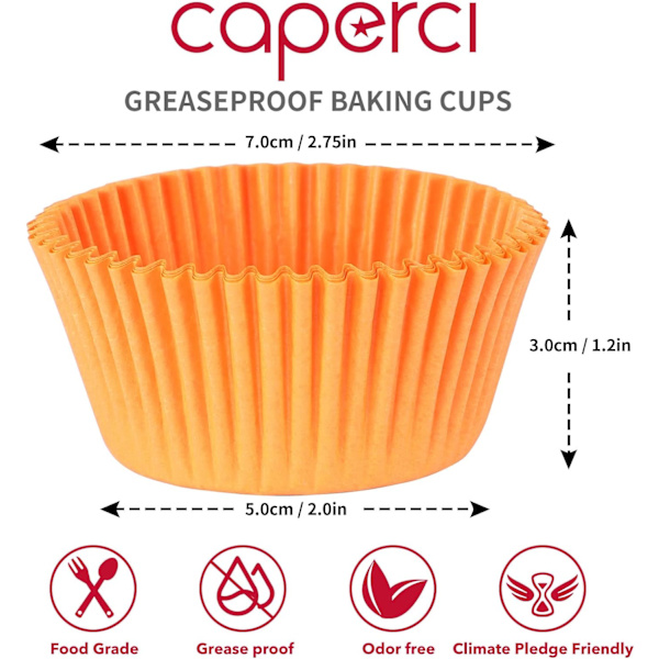 Standard naturlige cupcake liners 500 antal, ingen lugt, fødevaregodkendt og fedttætte bagebægre papir Orange 500pcs
